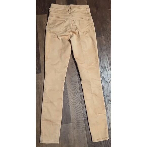 REFUGE SUPER SKINNY HI-WAIST WOMENS Mustard DENIM JEANS Size 2 XS Button Sailor - Picture 3 of 5